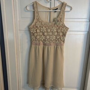 Amercican Eagle Pale Pink Chiffon Floral Lace Top Dress Sz XS